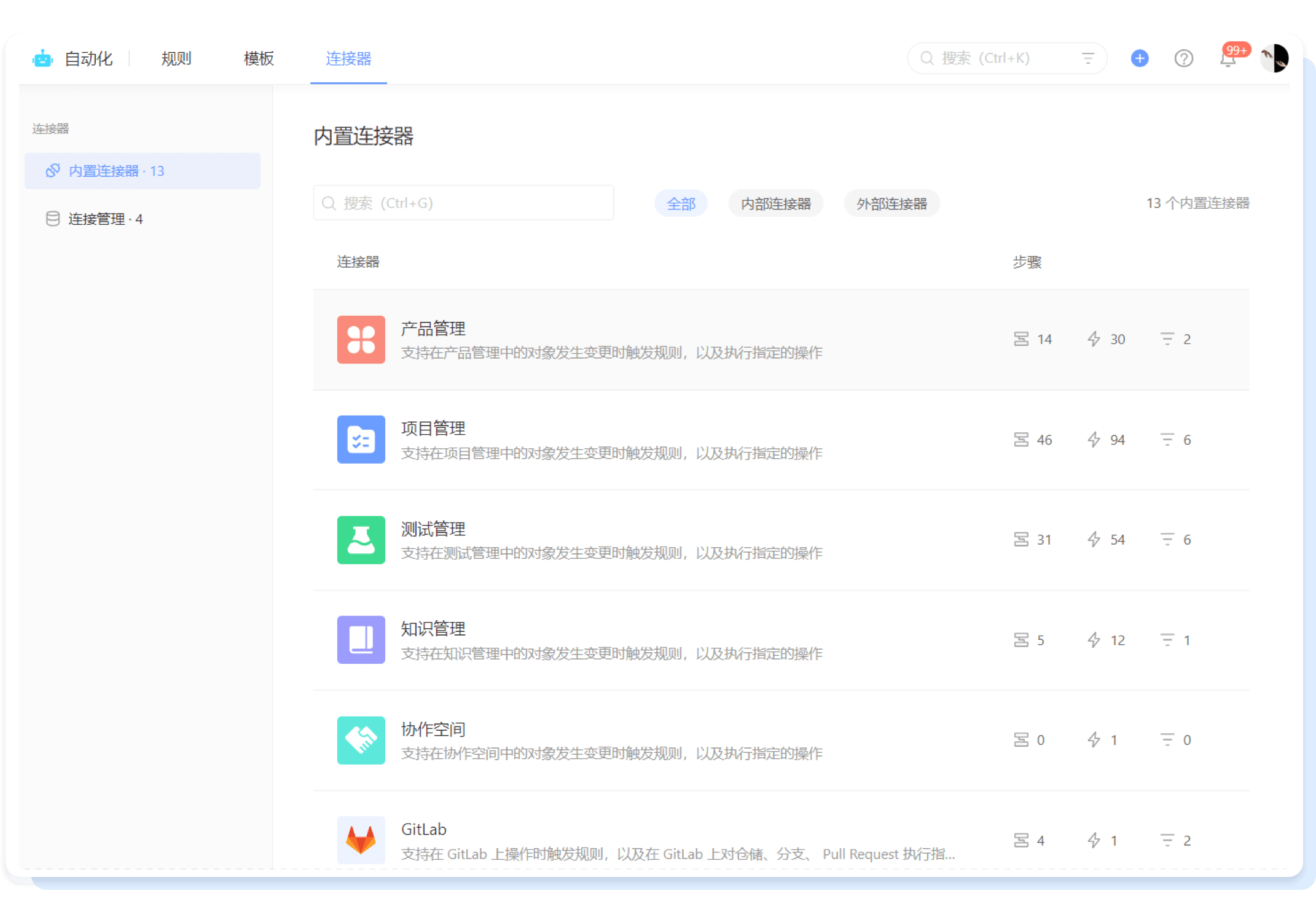 预置内部和外部连接器